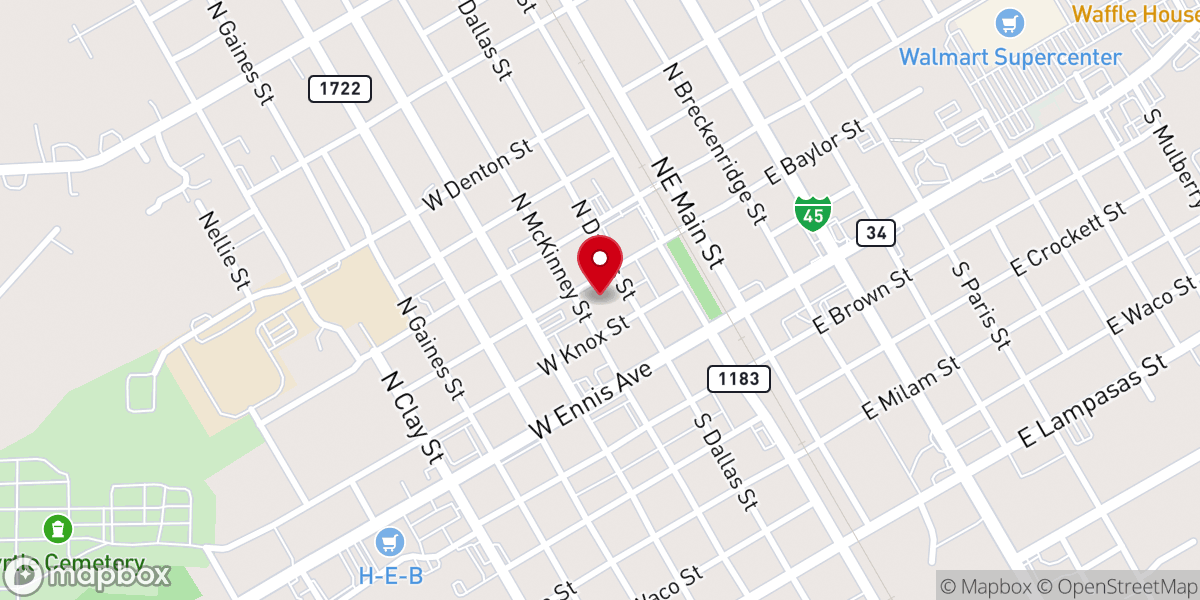 Map showing location of First Presbyterian Church Ennis