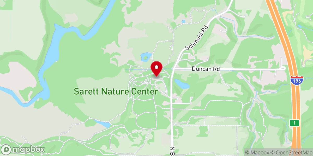 Map showing location of Sarett Nature Center