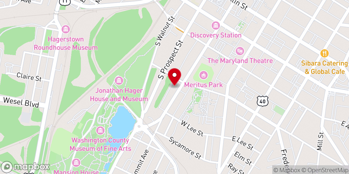 Map showing location of Hagerstown Bible Church