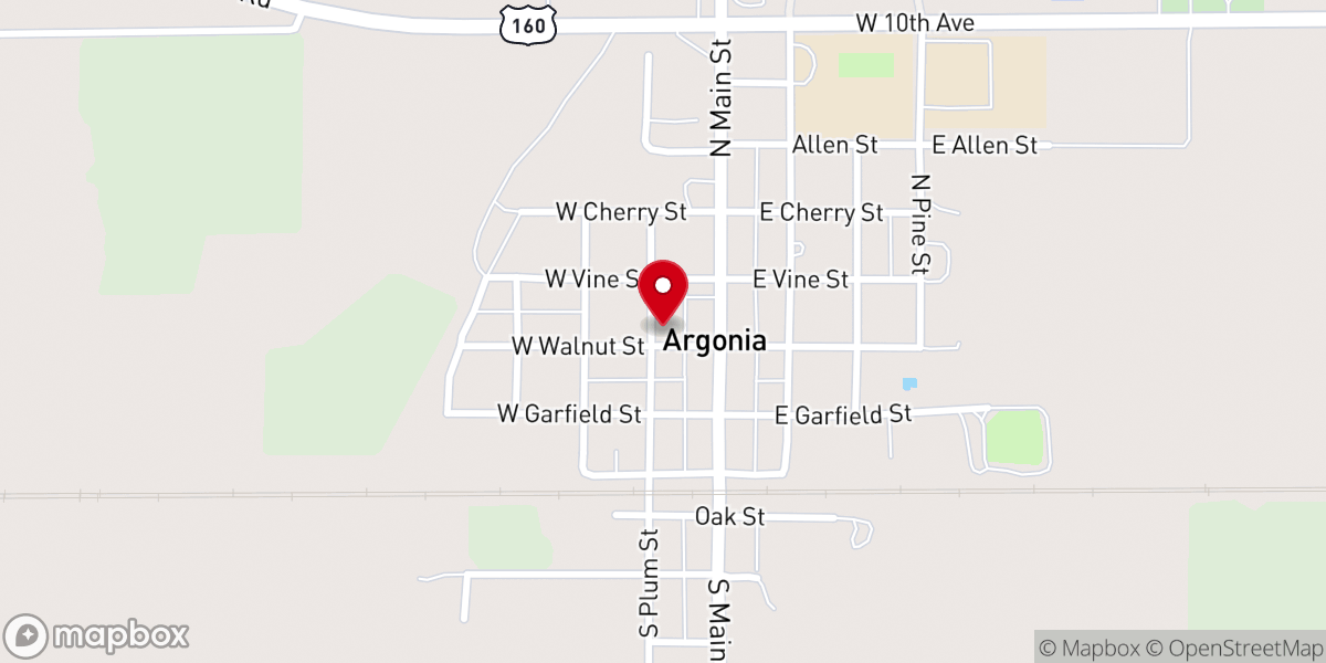 Map showing location of Argonia Community Center