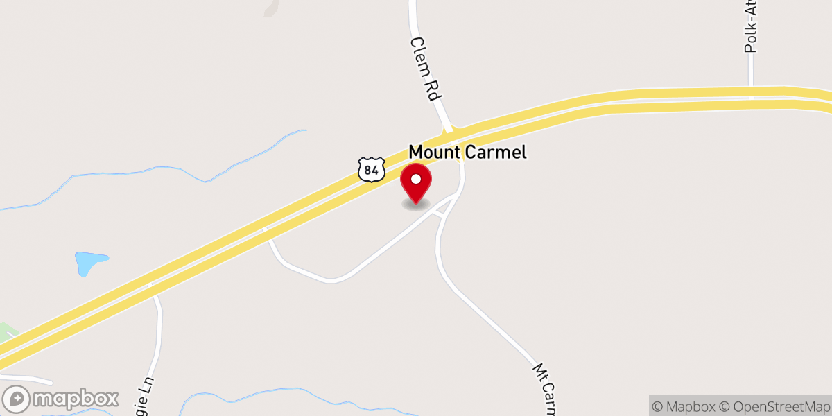 Map showing location of Mt Carmel Baptist Church