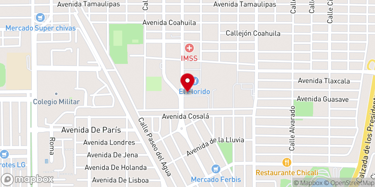 Map showing location of Templo San Francisco y Santa Clara de Asís