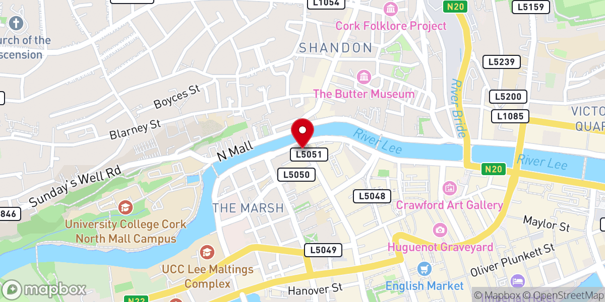 Map showing location of Priory Coffee Co.