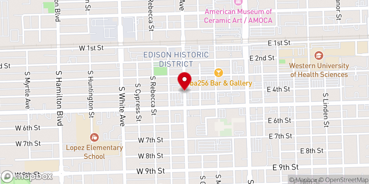 Map showing location of First Baptist Church Pomona (original location)