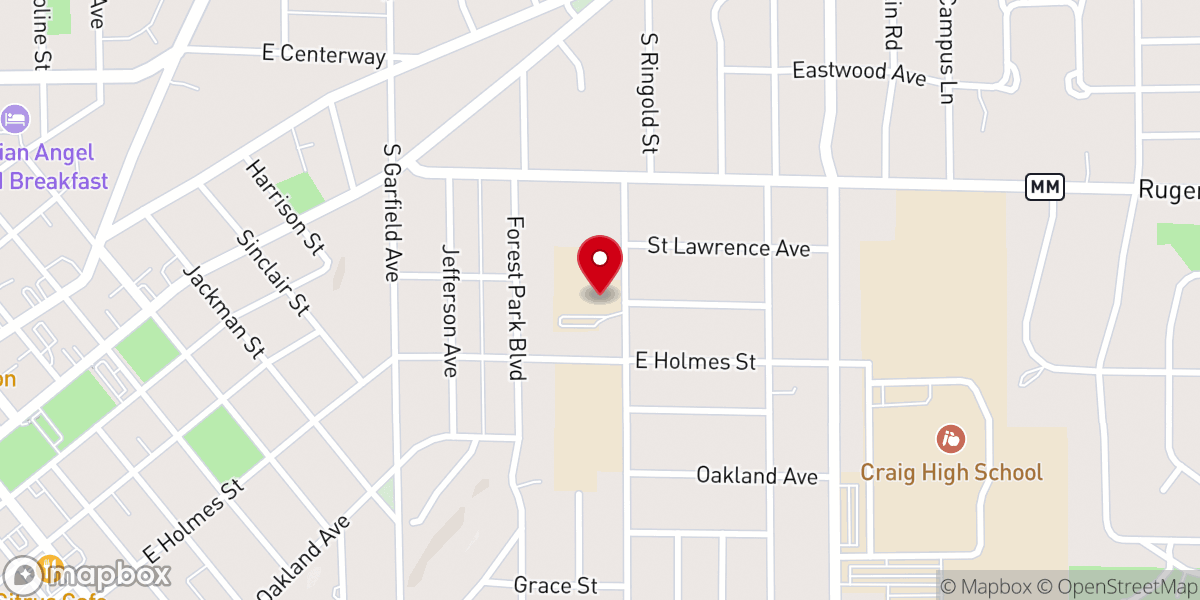 Map showing location of St. Paul's Lutheran Church, School and Day Care