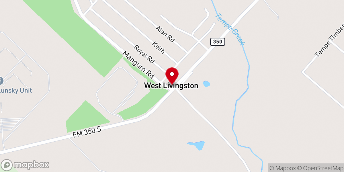 Map showing location of Lake Livingston Church of God