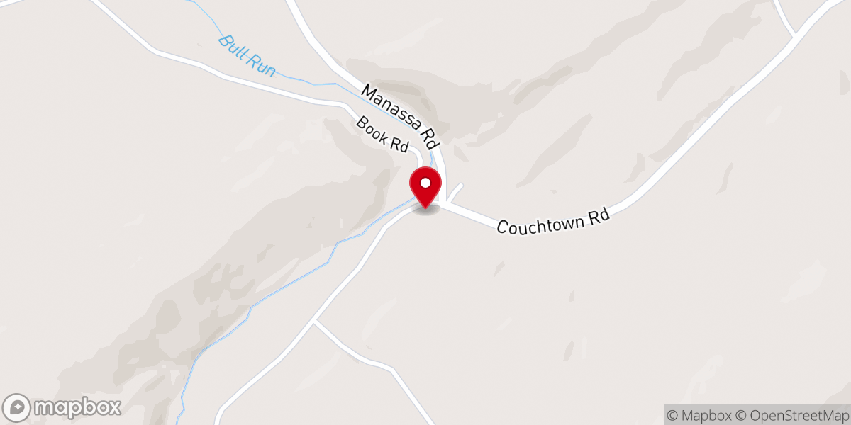 Map showing location of Manassa Church