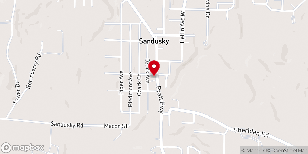 Map showing location of First Baptist Church of Sandusky