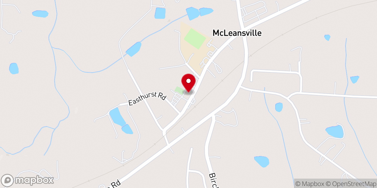 Map showing location of McLeansville Baptist Church