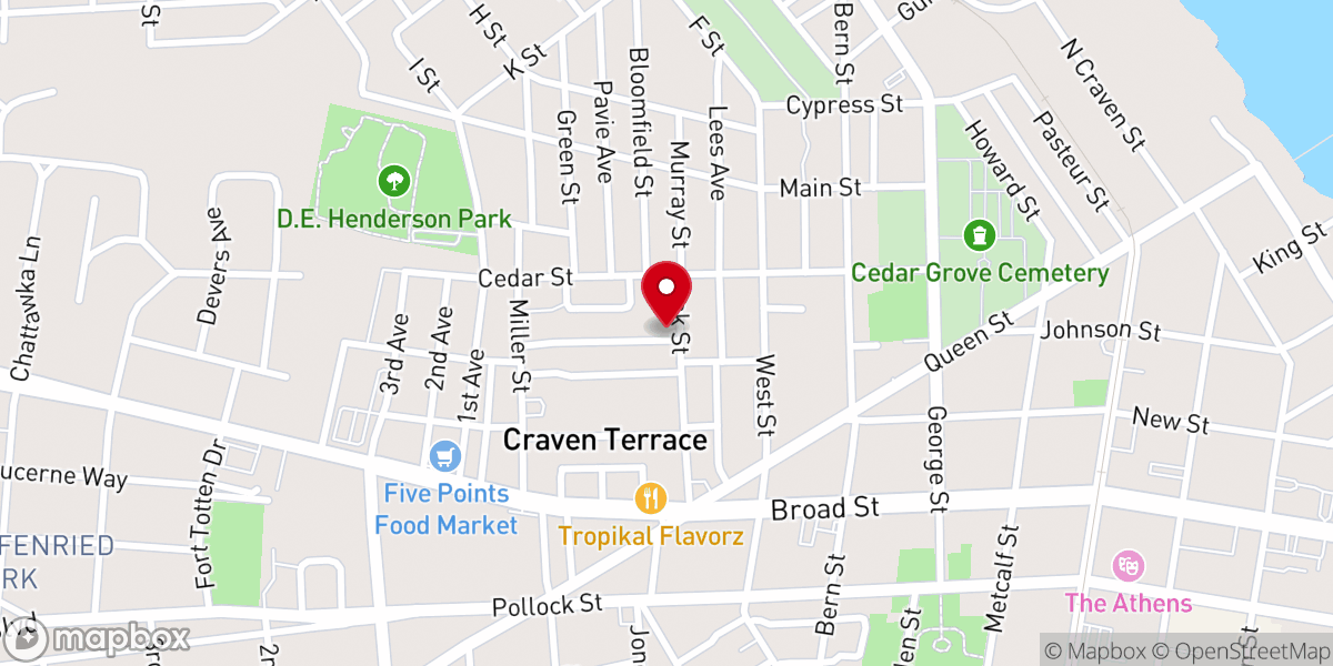Map showing location of Rue Chapel AME Church