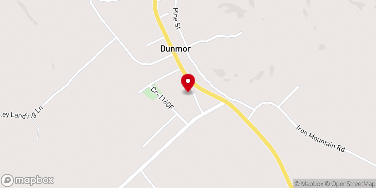 Map showing location of Dunmor Baptist Church