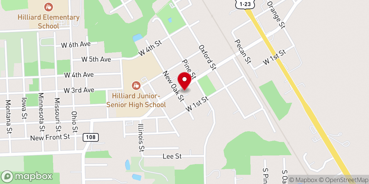 Map showing location of First Baptist Church-Hilliard