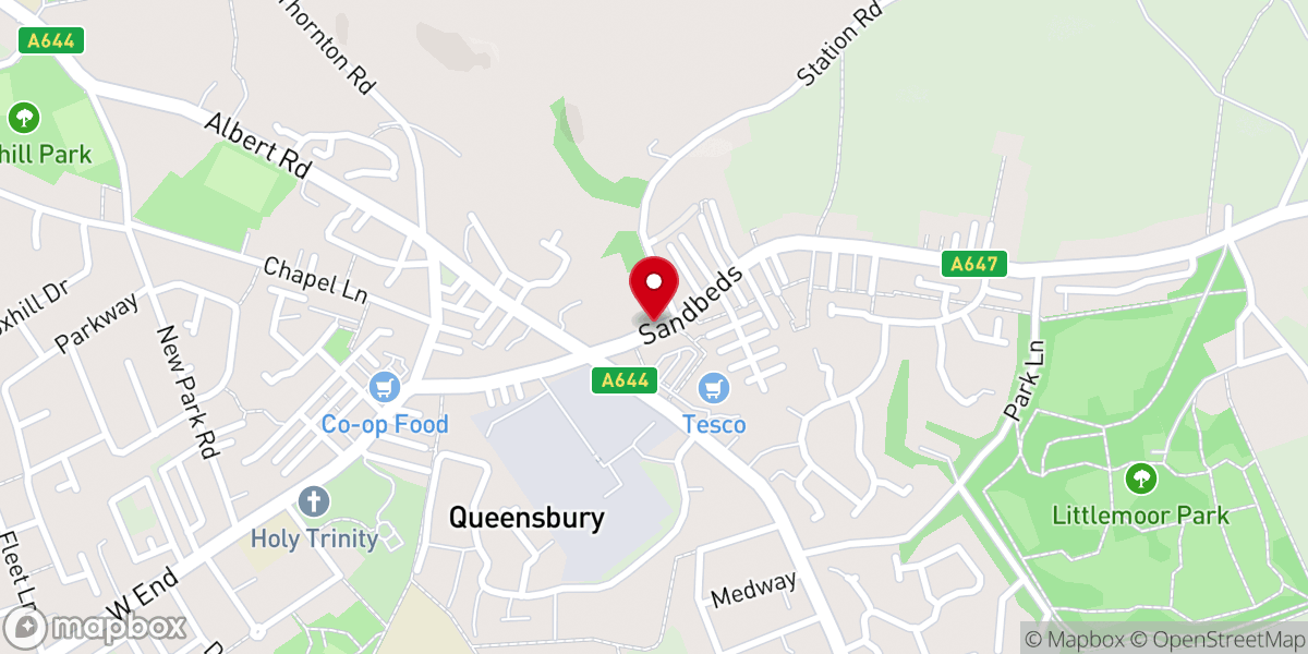 Map showing location of Queensbury Life Church