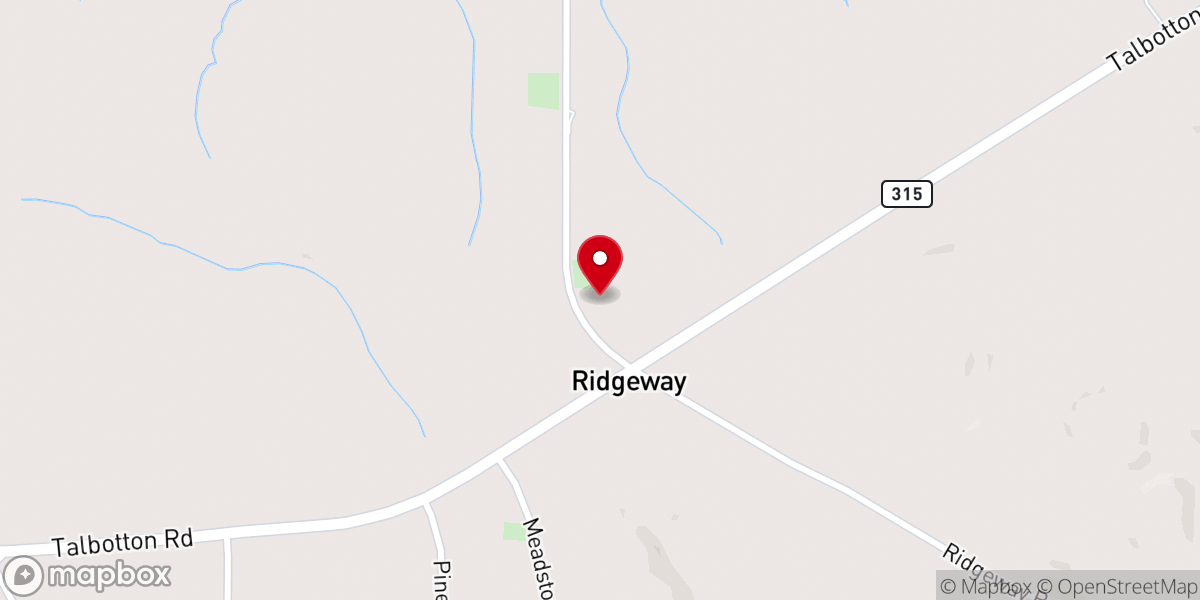 Map showing location of Rock-Ola Primitive Baptist Church