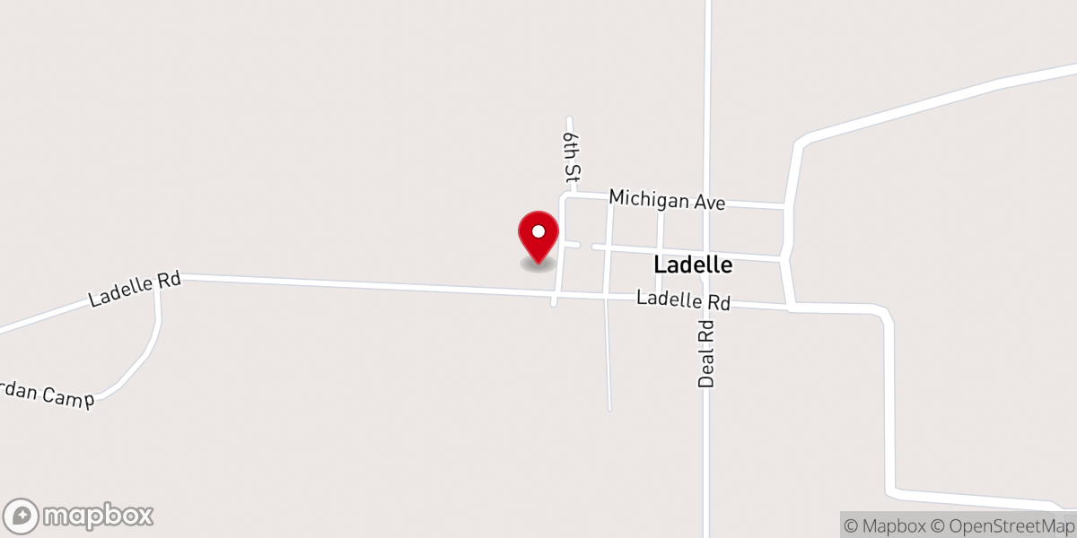 Map showing location of Ladelle Baptist Church