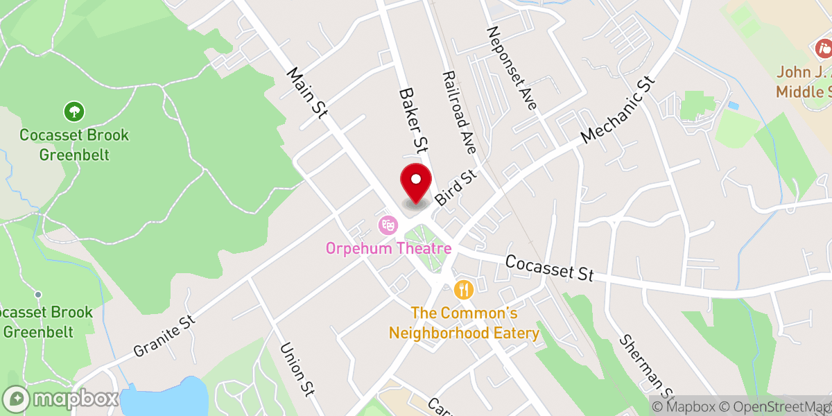 Map showing location of Foxborough Universalist Church