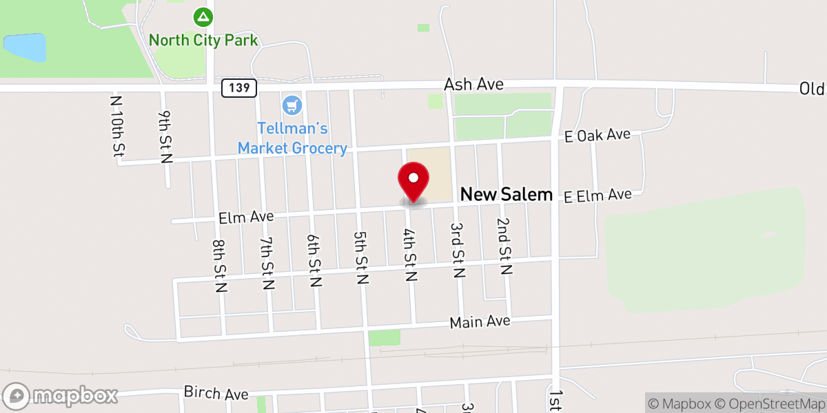 Map showing location of New Salem