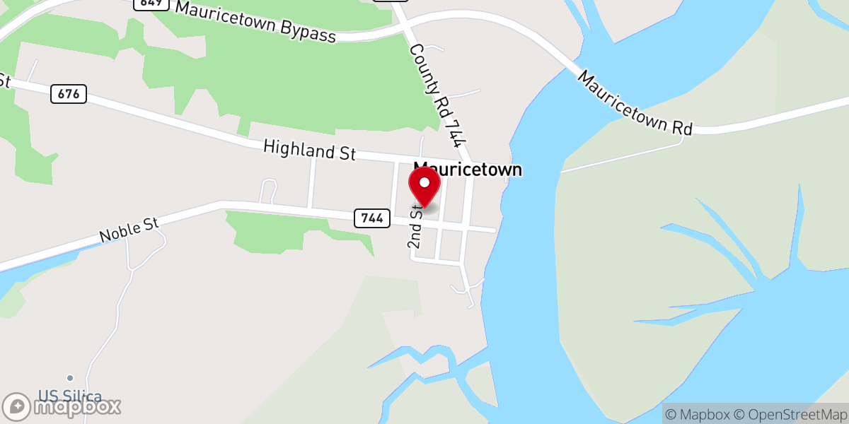 Map showing location of Mauricetown United Methodist Church