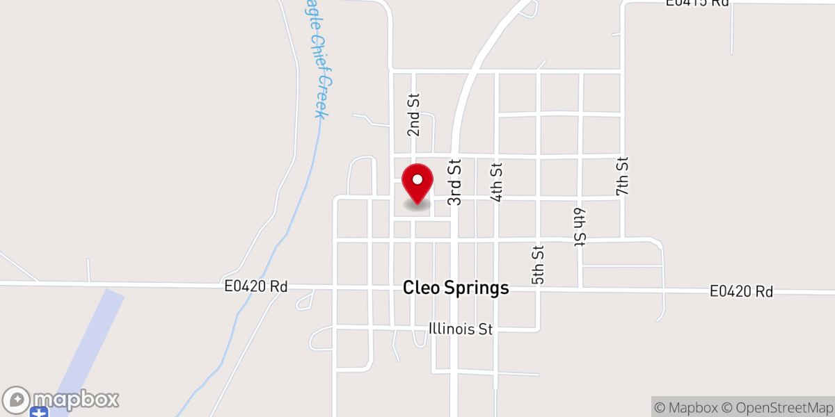 Map showing location of Town of Cleo