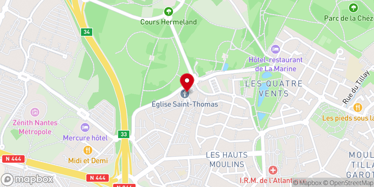 Map showing location of Église Saint-Thomas