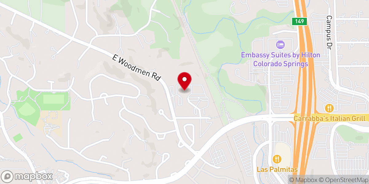 Map showing location of Woodmen Valley Chapel - Worship Center Rockrimmon Campus