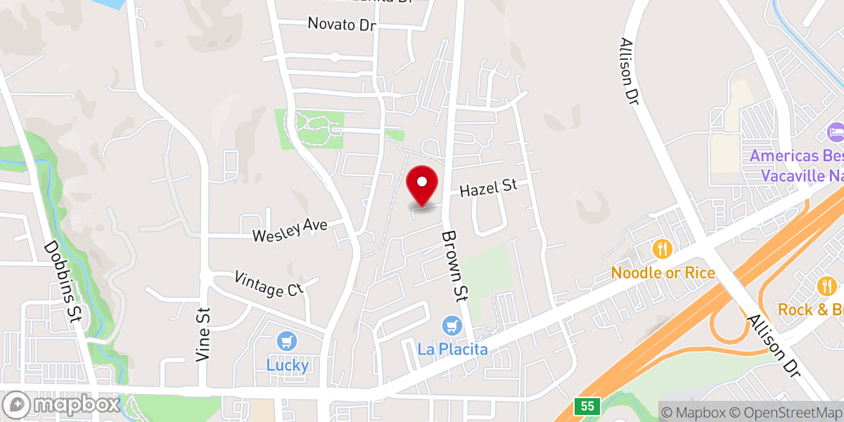Map showing location of Hispanic Baptist Church