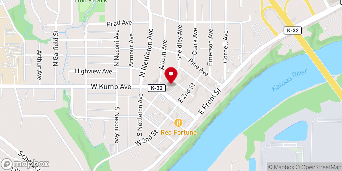 Map showing location of Bonner Springs Community Center