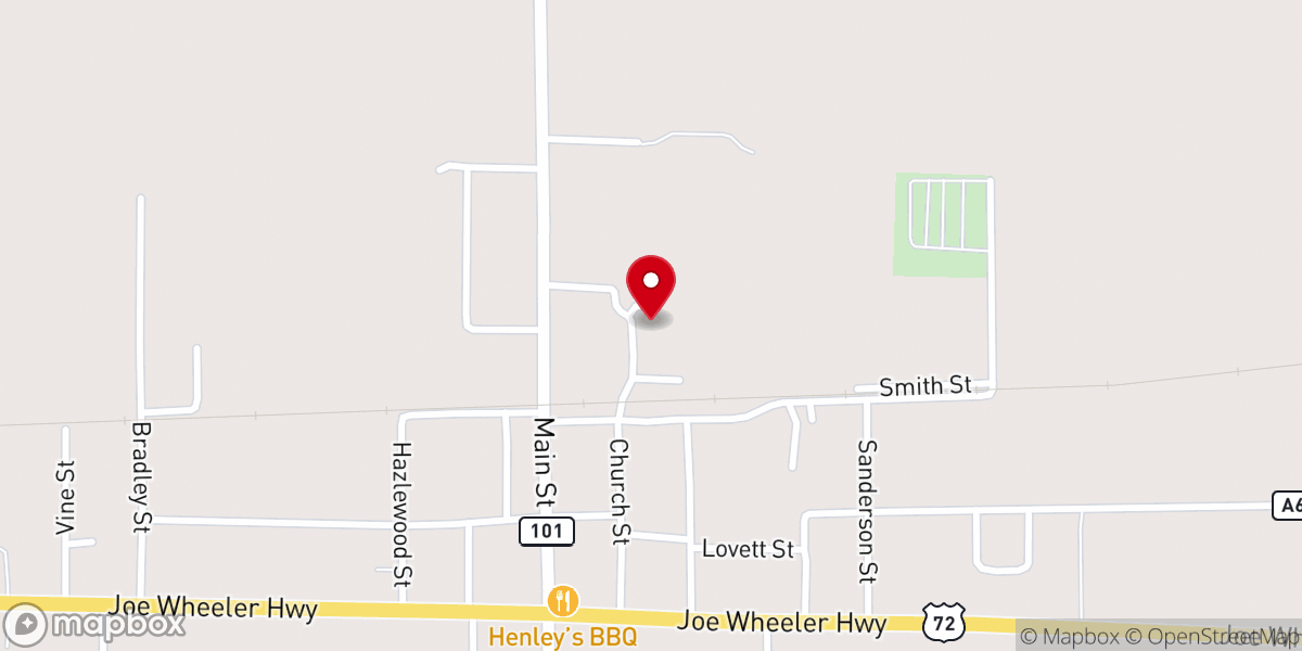 Map showing location of Town Creek Church of Christ