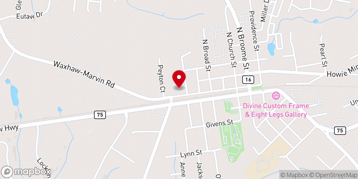 Map showing location of Center Grove Freewill Baptist Church