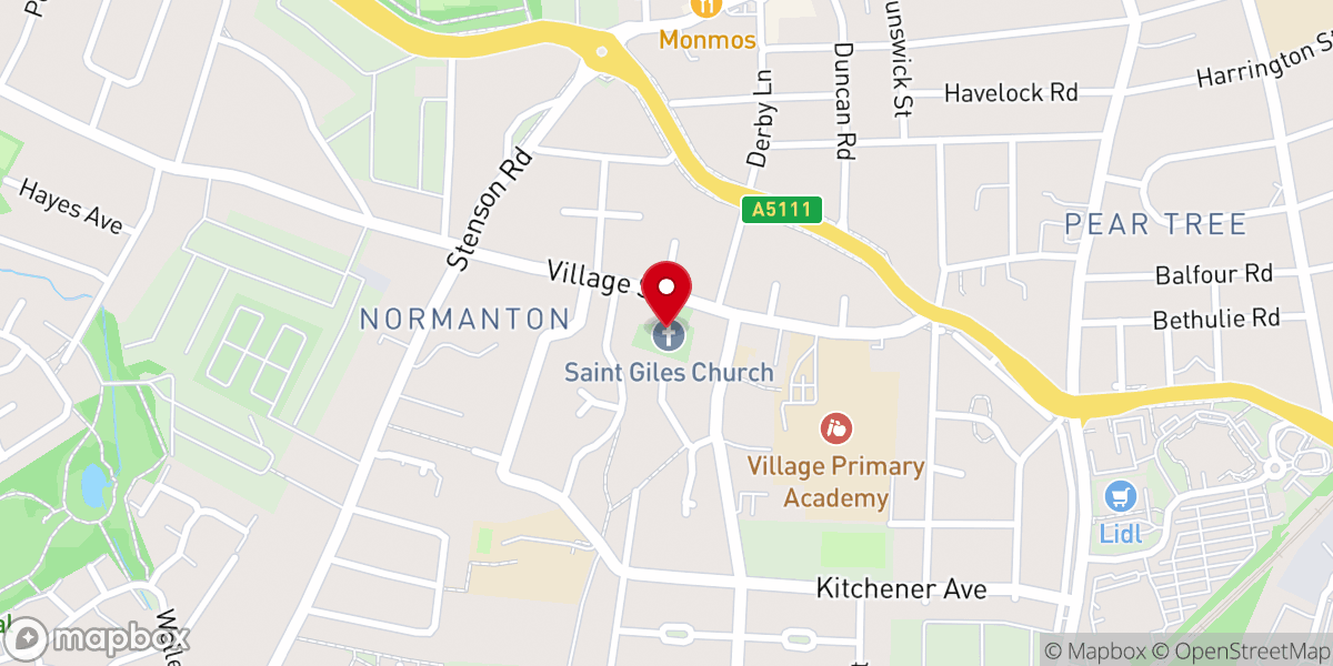 Map showing location of St Giles Church