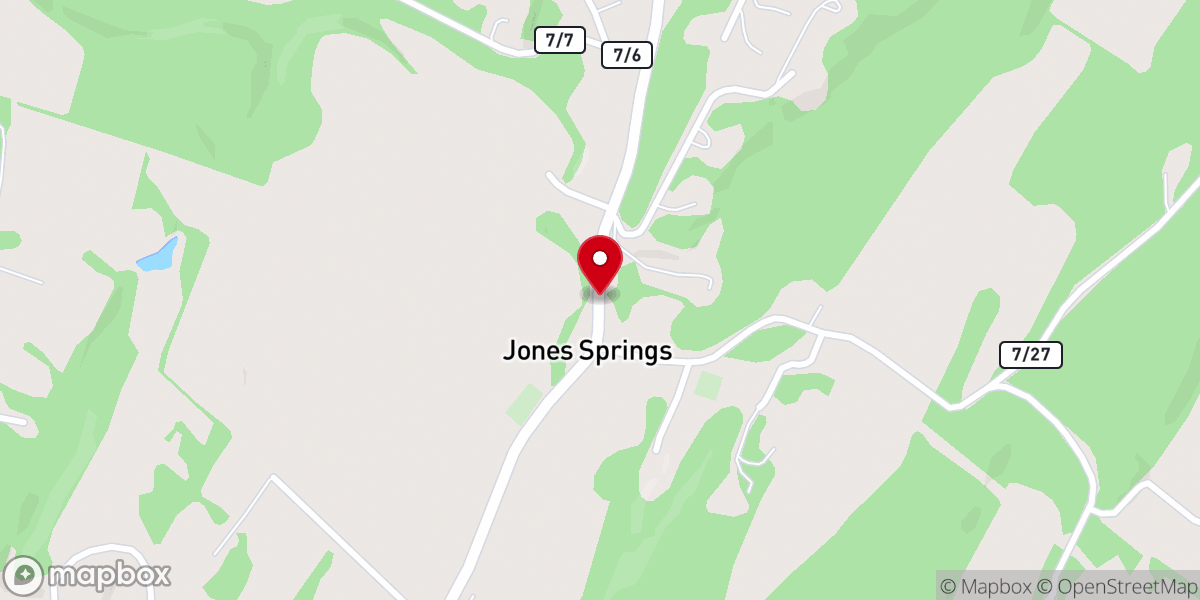 Map showing location of Jones Springs Methodist Church