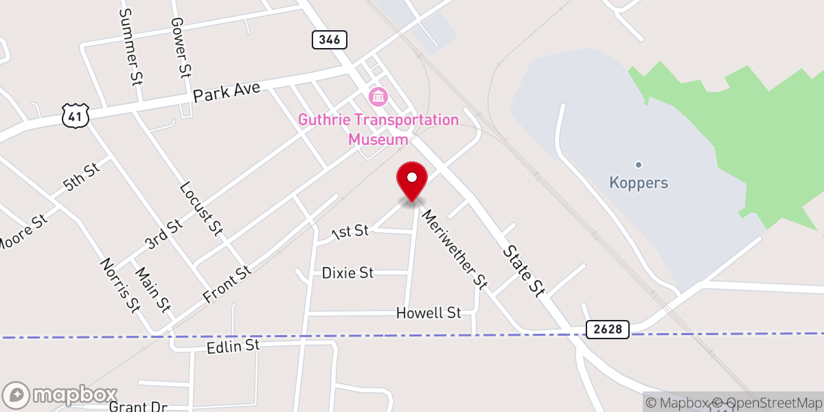 Map showing location of St. Paul Baptist Church