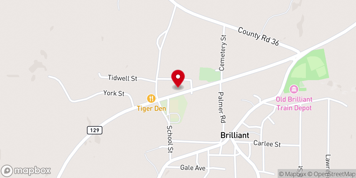 Map showing location of Brilliant Church of God