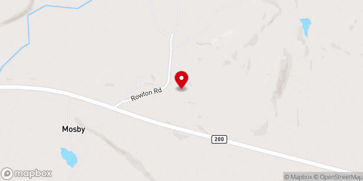 Map showing location of Mosby Lutheran Church