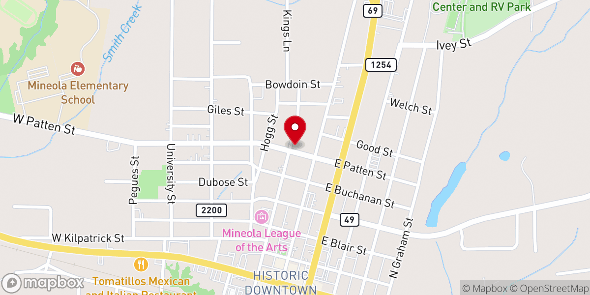 Map showing location of Central Baptist Church
