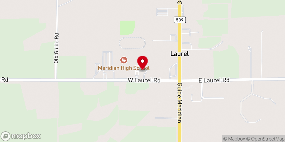 Map showing location of Laurel Church