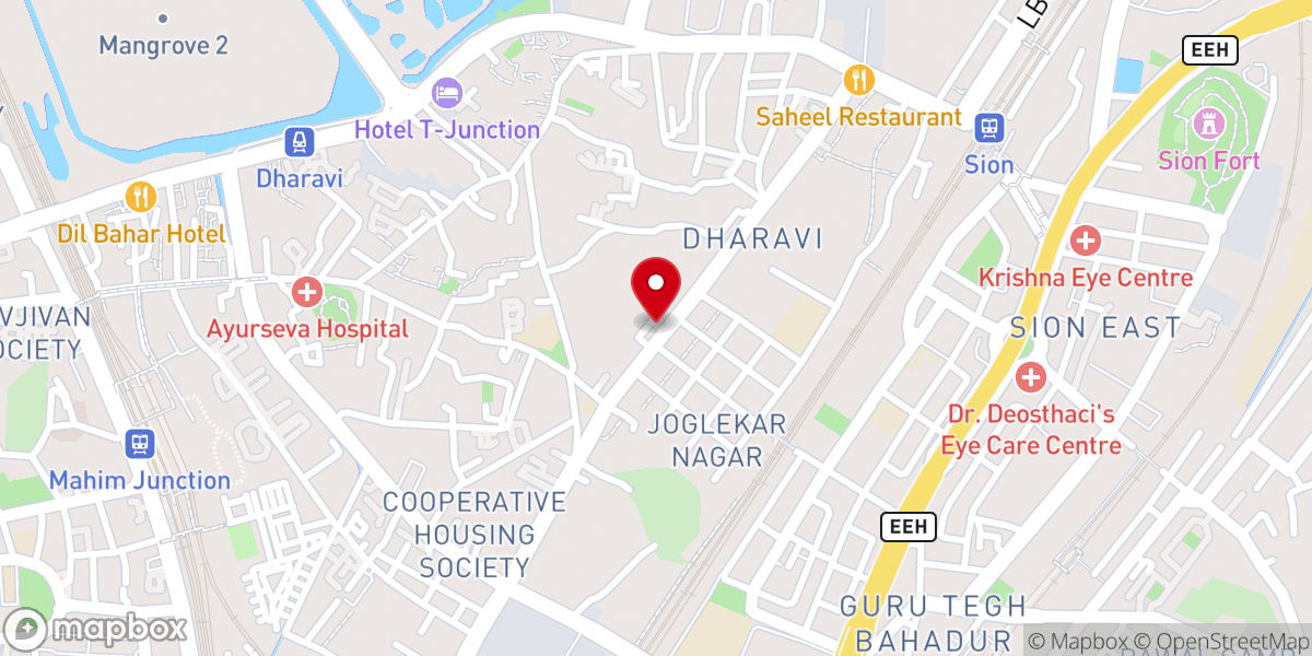 Map showing location of Elim Church Dharavi