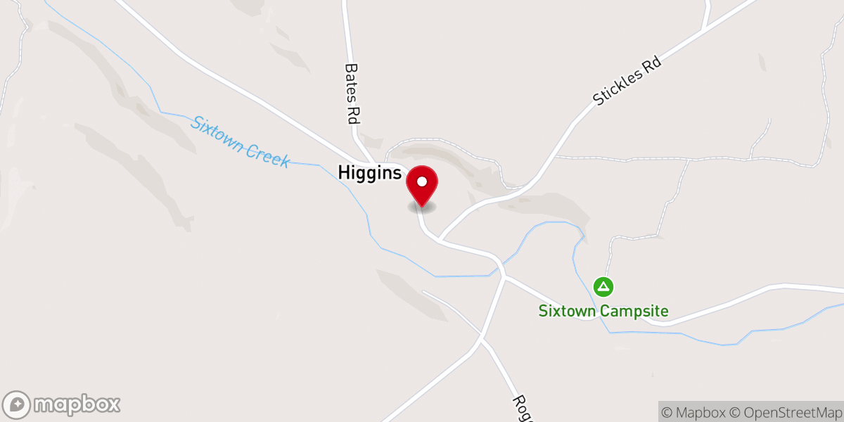 Map showing location of Higgins Wesleyan Church