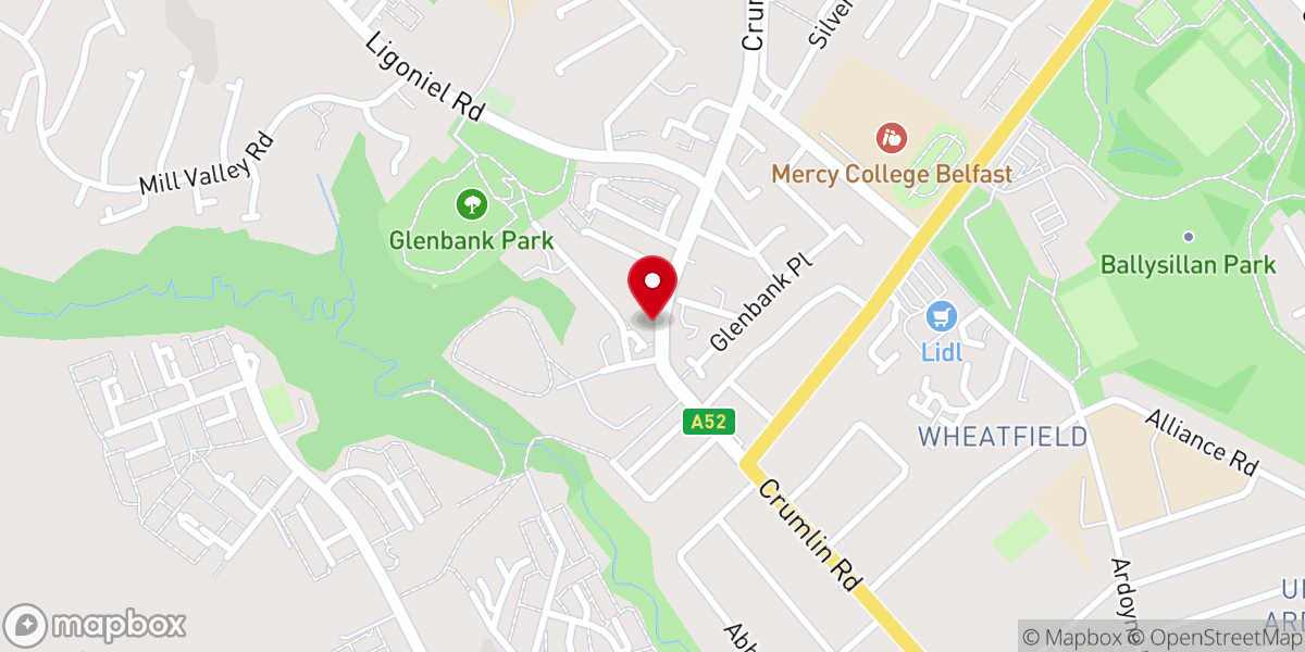 Map showing location of Ballysillan Elim Church Belfast