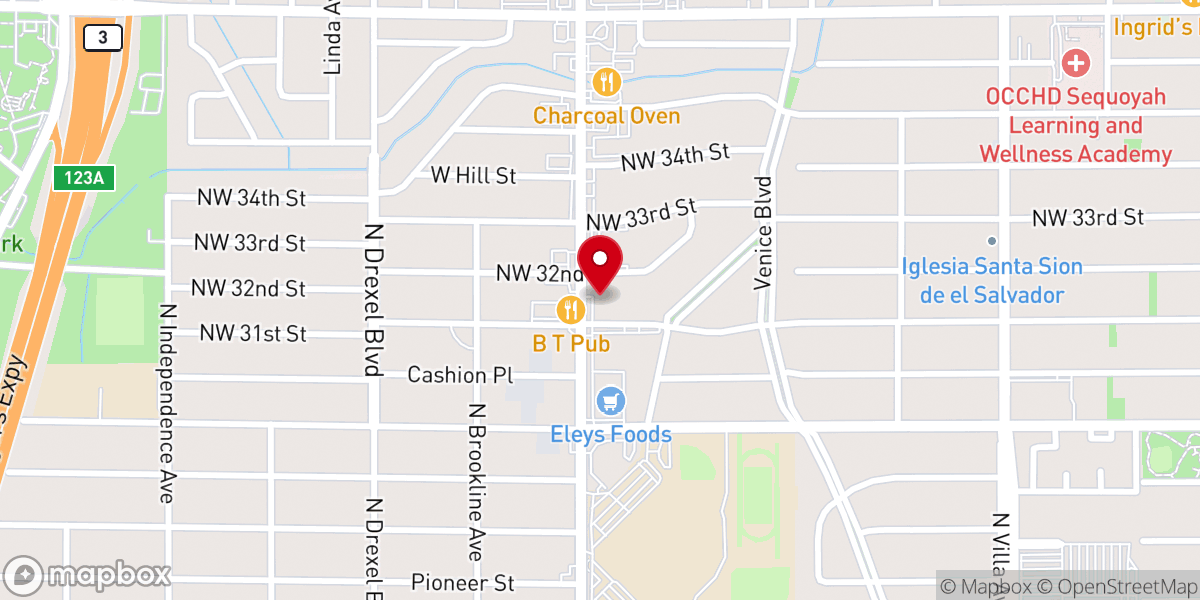 Map showing location of Evolve Church OKC