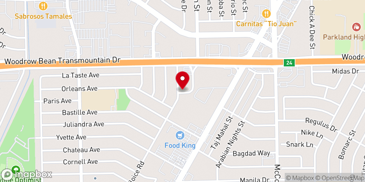 Map showing location of El Paso Young NAK Presbyterian Church