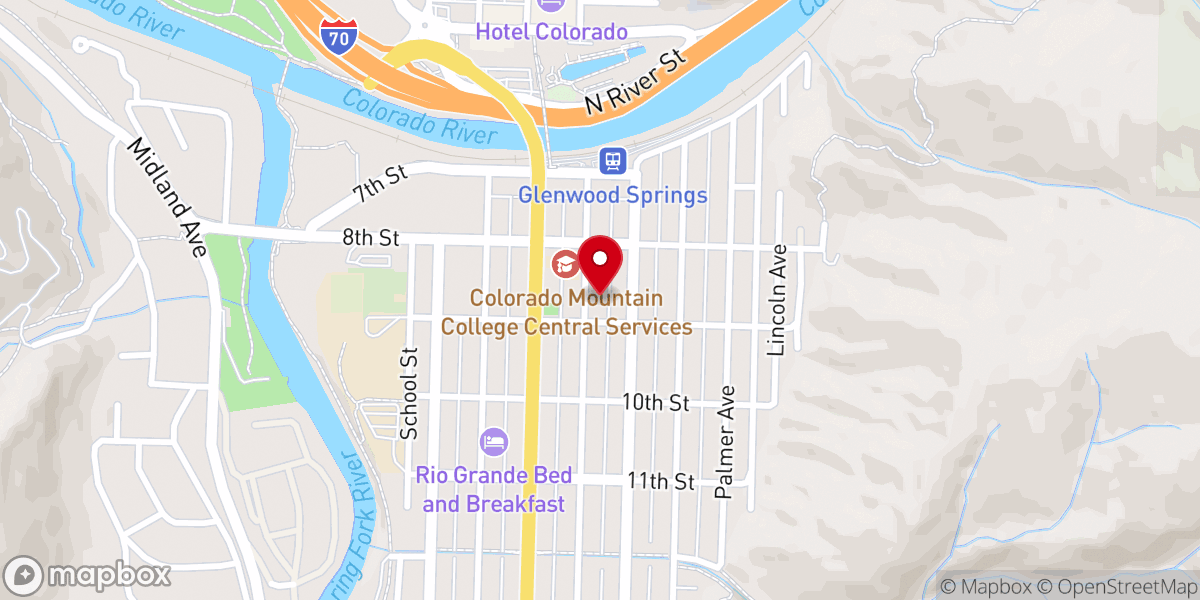 Map showing location of Glenwood Springs First United Methodist Church