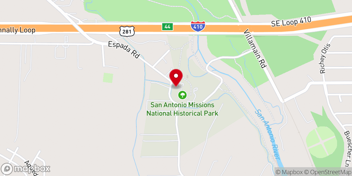 Map showing location of Mission San Francisco De La Espada Catholic Church