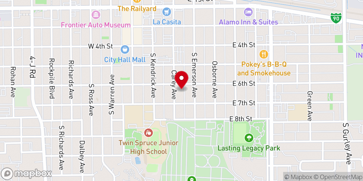 Map showing location of Gillette First Assembly of God