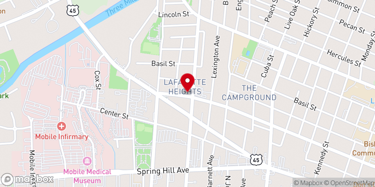 Map showing location of Greater Mt Olive Baptist