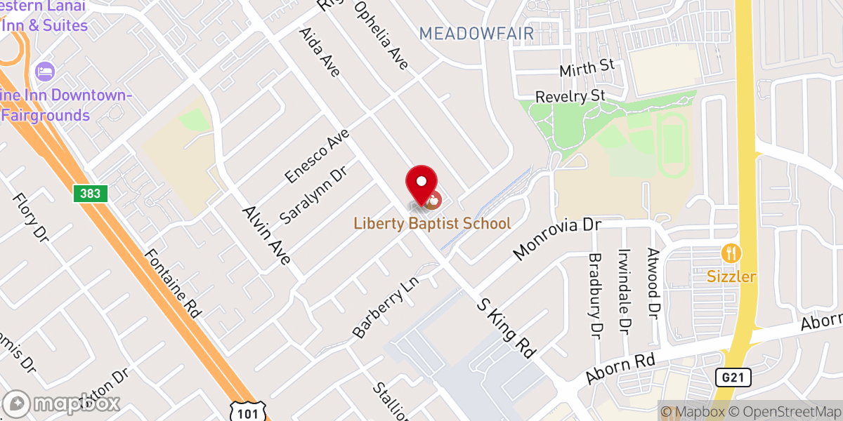 Map showing location of Liberty Baptist Church