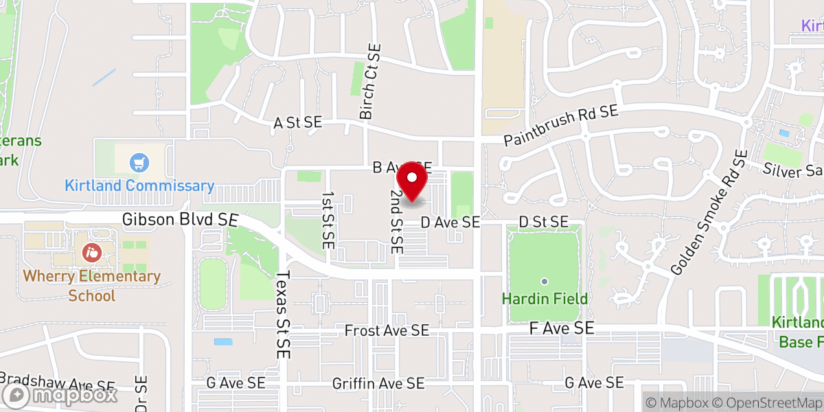 Map showing location of Kirtland Air Force Base Chapel