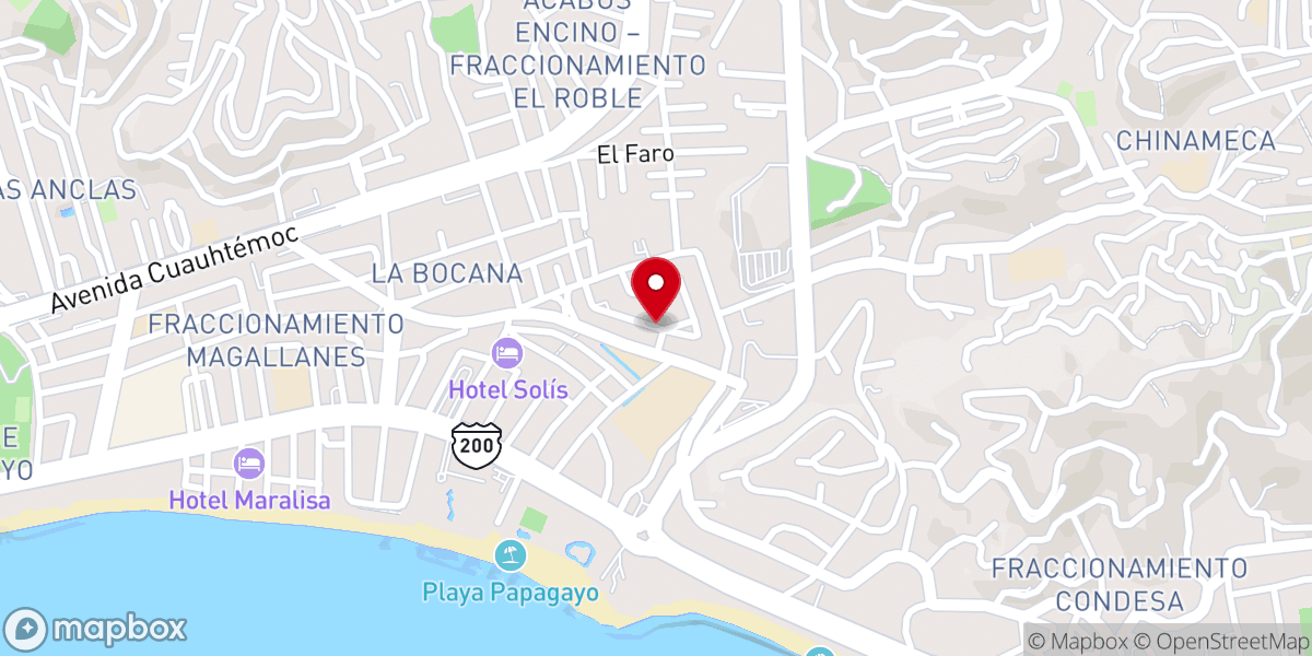 Map showing location of Iglesia Bautista Central En Acapulco