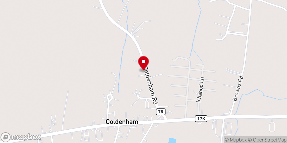 Map showing location of Coldenham-Newburgh Reformed Presbyterian Church