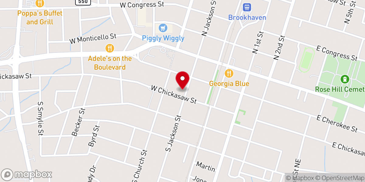 Map showing location of Grace Life Church of Brookhaven